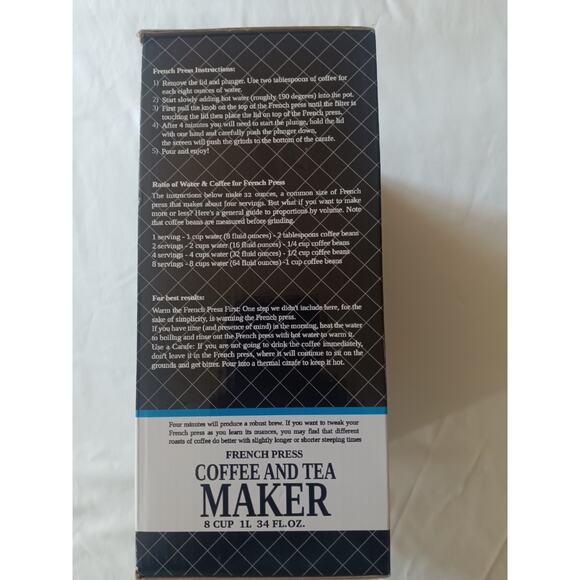 Procizion French Press Coffee & Tea Maker 34 oz / 1L (8 Cup) 1000ml - Picture 4 of 4